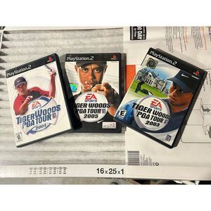 Tiger Woods PGA Tour PS2 Sony PlayStation 2 Lot of 3 Games Complete 2001 03 2005